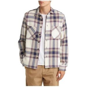 Wax London Whiting Plaid Overshirt Ecru/Navy Medium